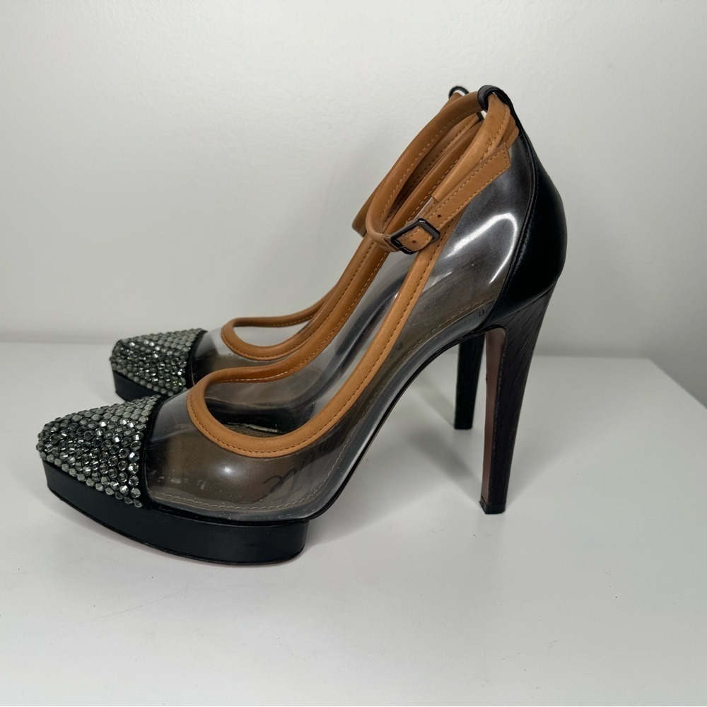 Lanvin Crystal Cap Toe Clear Heels Sz 39.5 - Picture 4 of 7